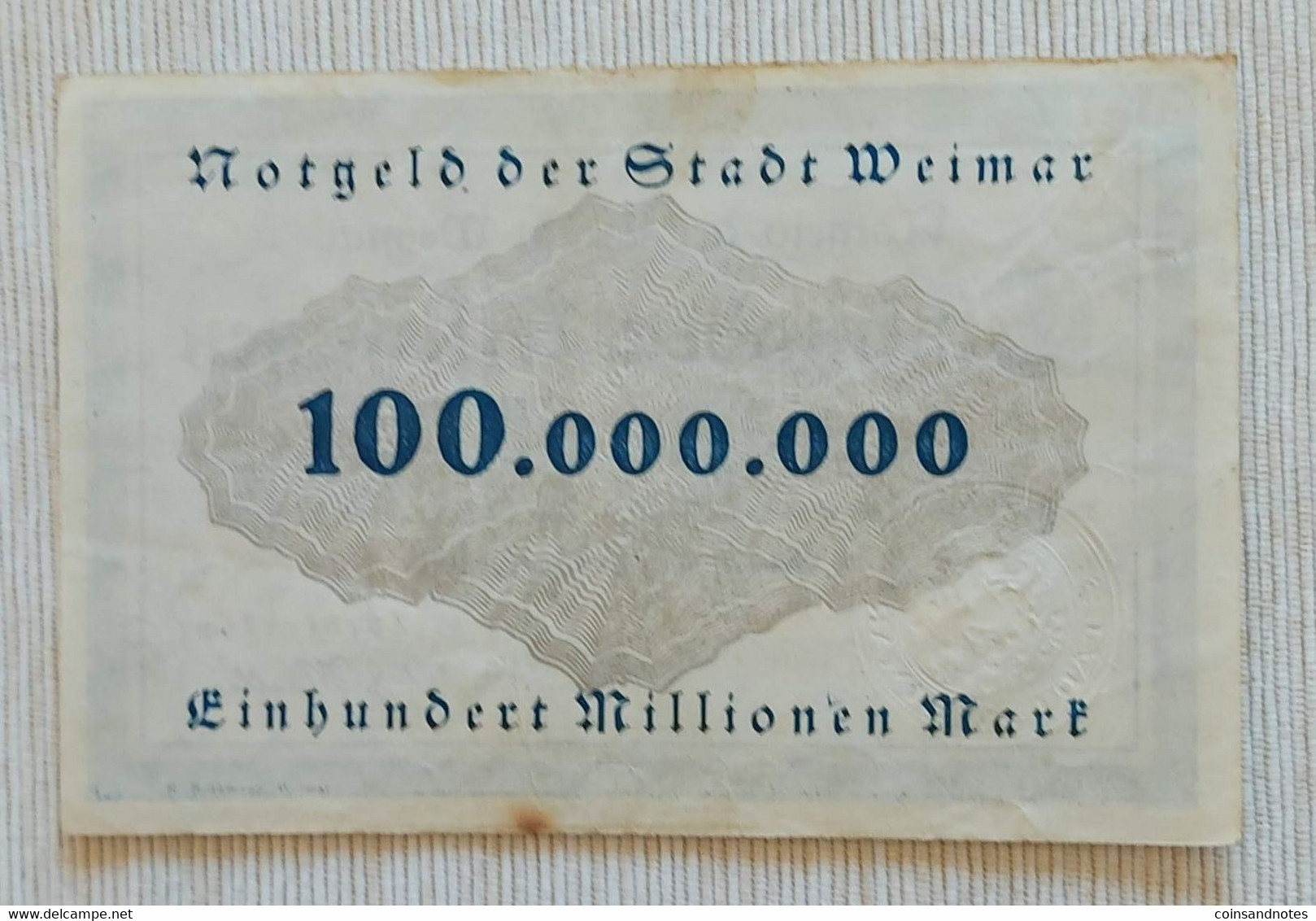 Germany 1923 - 100 Millionen Mark - Stadt Weimar - Near UNC - Non Classificati