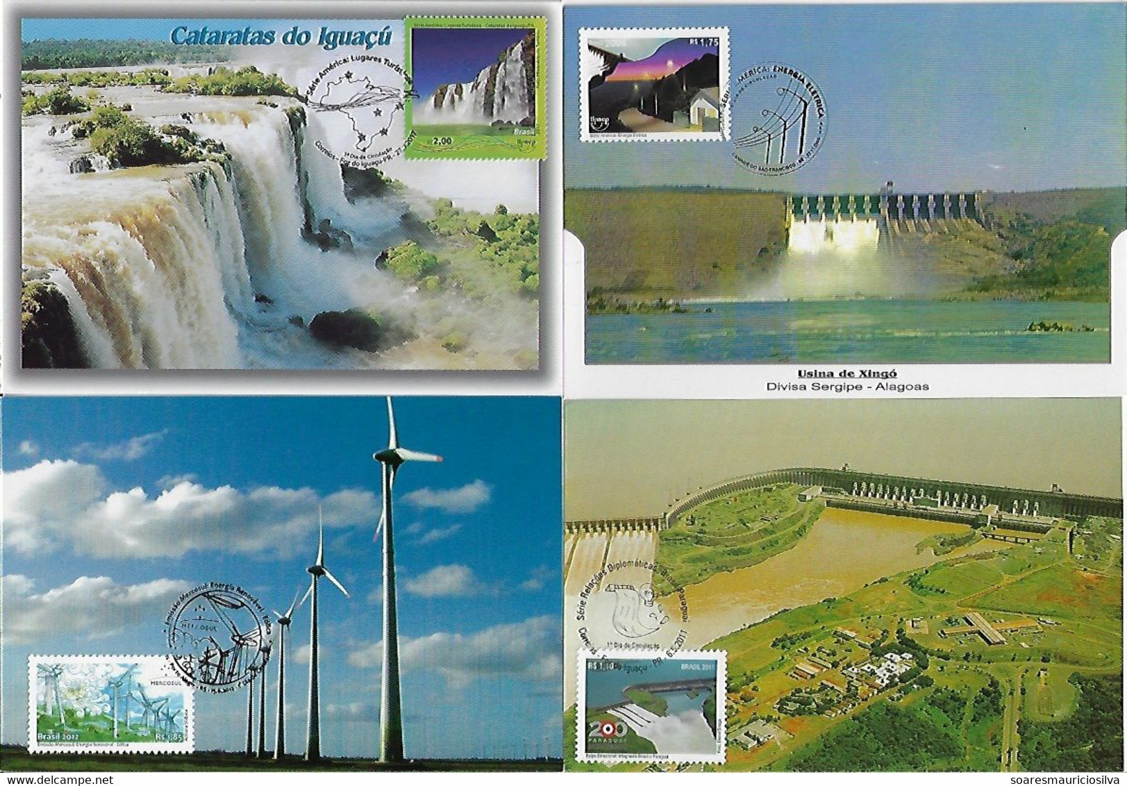 Brazil 2006 / 2017 4 Maximum Card Hydroelectric Power Dam Xingó Itaipu Iguaçu Falls Paraná River Electricity Wind Energy - Electricity