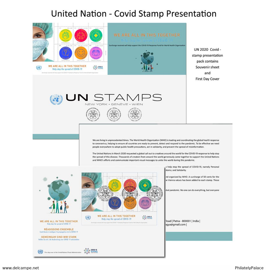 2020 – UN Help Stop The Spread The Covid-19 Presentation Pack Cornavirus Covid-19 Mask, Doctor  (**) - Ongebruikt