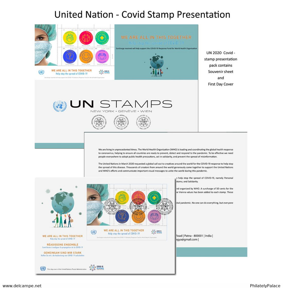 2020 – UN Help Stop The Spread The Covid-19 Presentation Pack Cornavirus Covid-19 Mask, Doctor  (**) - Nuevos