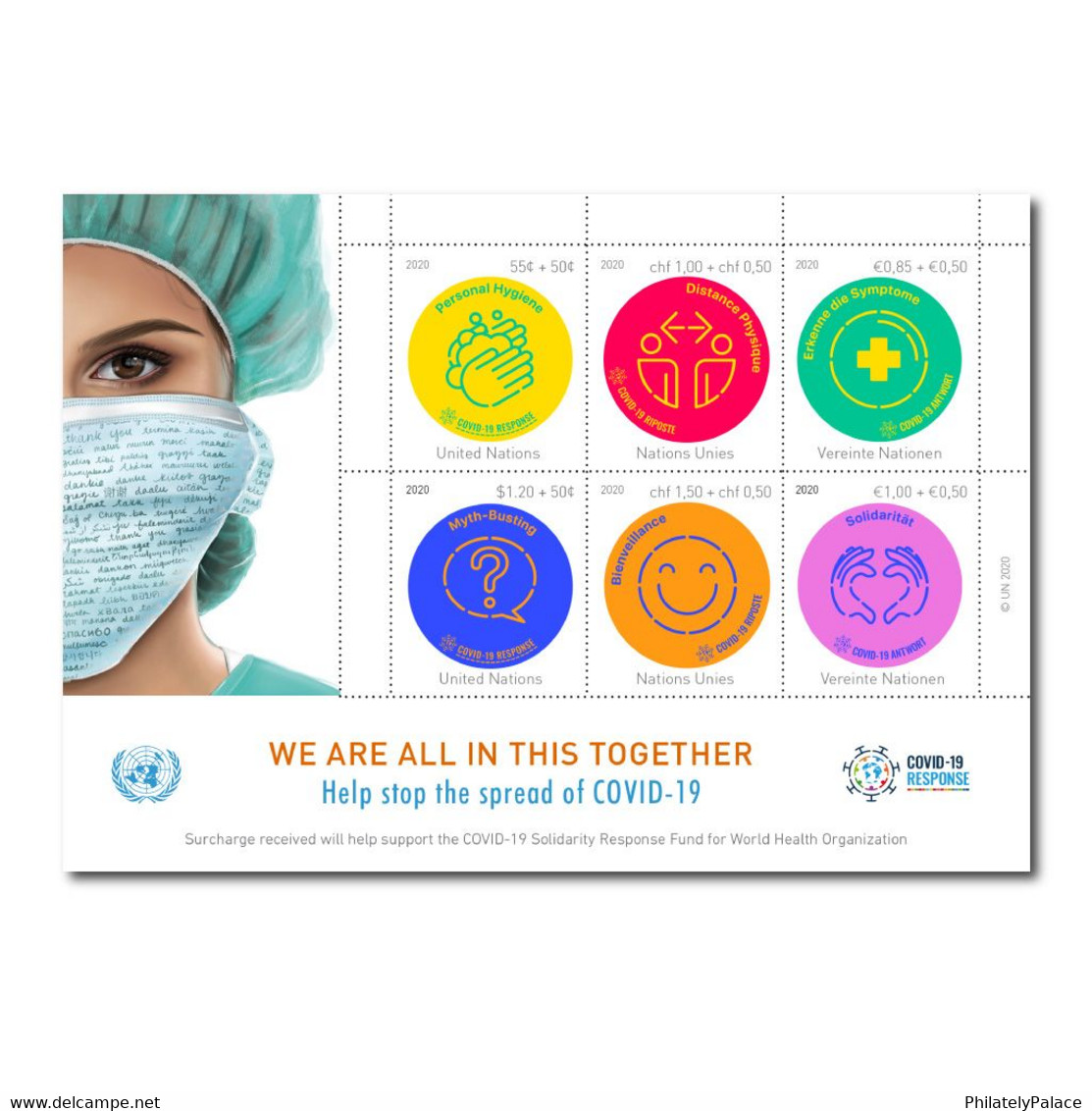 2020 – UN Help Stop The Spread The Covid-19 Presentation Pack Cornavirus Covid-19 Mask, Doctor  (**) - Ongebruikt