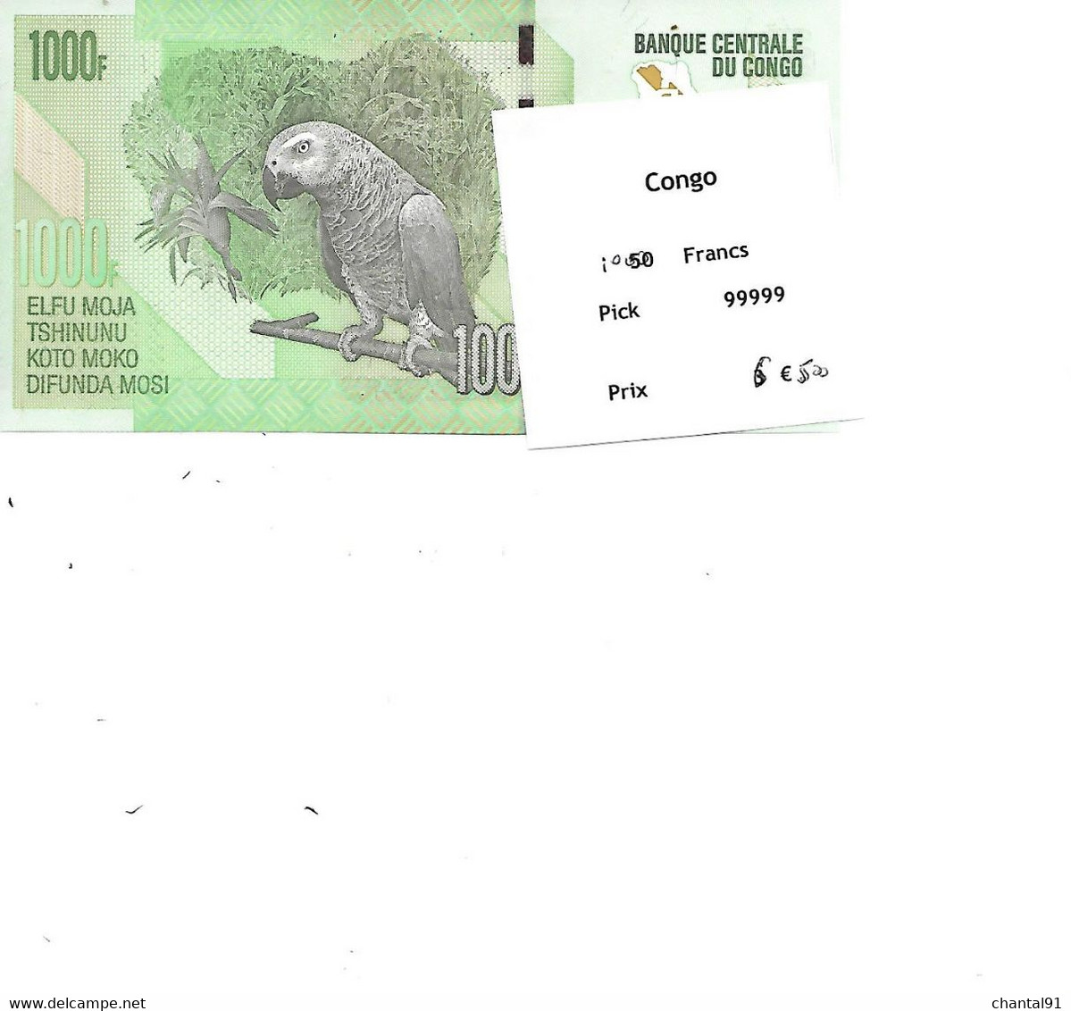CONGO BILLET 1000 FRANCS PICK 99999 - Congo (Democratic Republic 1998)