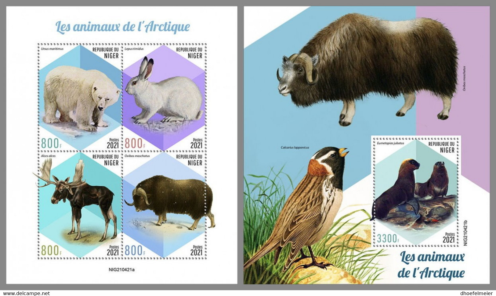 NIGER 2021 MNH Arctic Animals Arktische Tierwelt Animaux Arctique M/S+S/S - IMPERFORATED - DHQ2147 - Arctic Wildlife