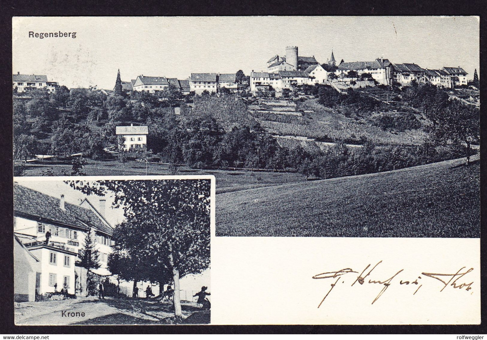 1909 Gelaufene AK Aus Regensberg Mit Restaurant Krone. - Regensberg