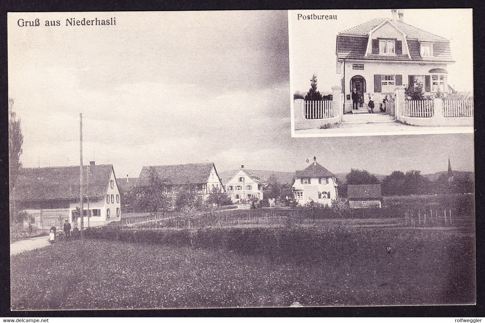 Um 1920 Ungelaufene AK "Gruss Aus Niederhasli" Mit Postbüro. - Laufen-Uhwiesen 