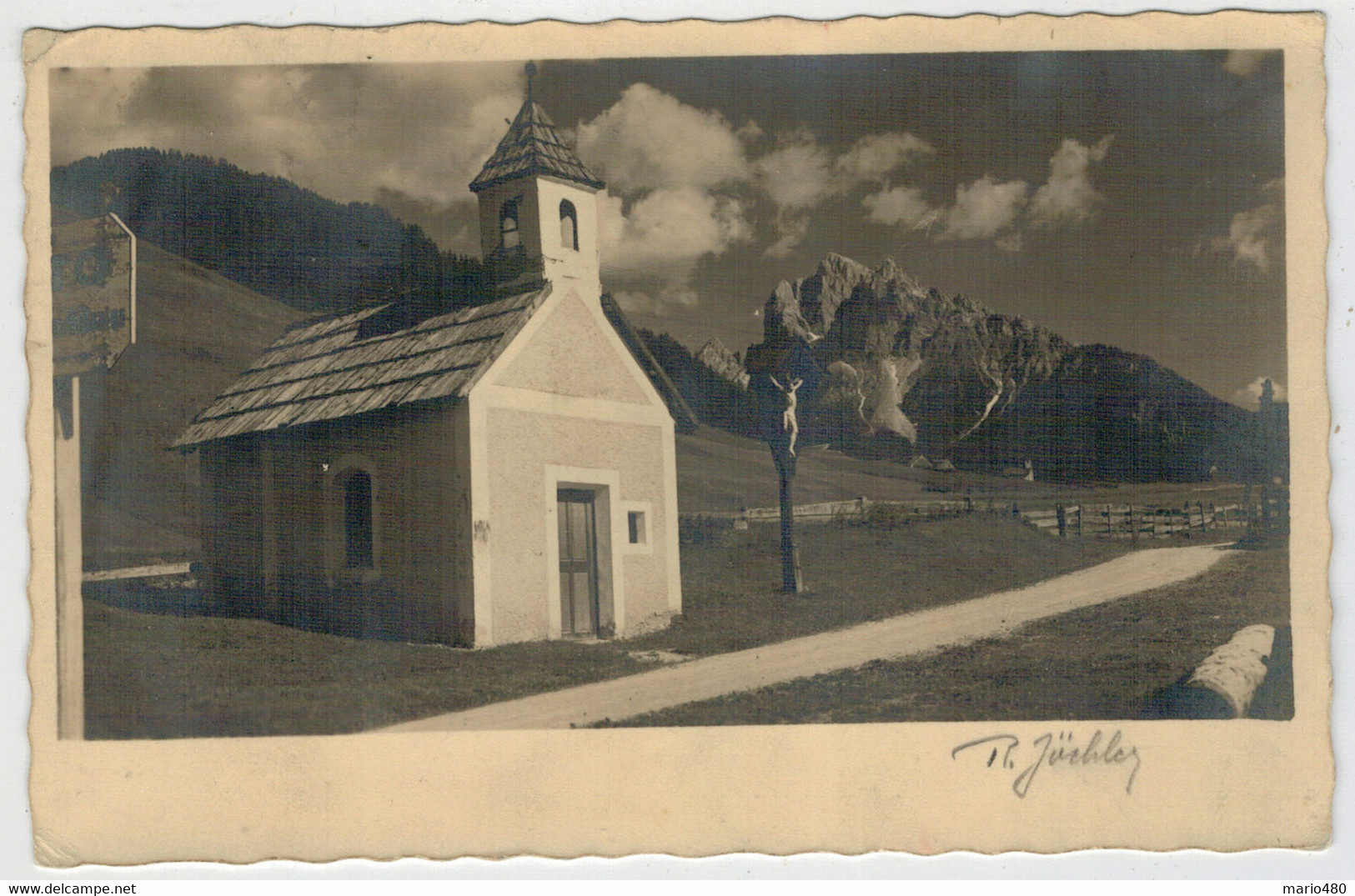 C.P.  PICCOLA   PANORAMA  CON  CHIESETTA    FOTO  DI  R.JOCHLER   1932          2 SCAN  (VIAGGIATA) - Vipiteno