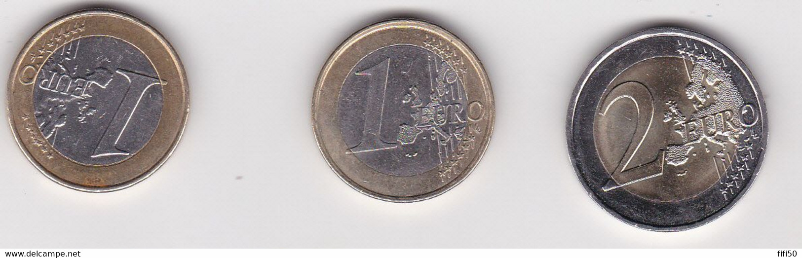 3 Pièces Euro De Monaco  2 De 1 Euro  2001 Double Profil Et 1 Euro 2018  Et Une De 2 Euros 2021 - Unclassified