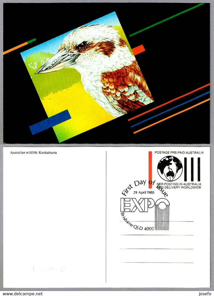 AUSTRALIAN WILDLIFE: KOOKABURRA - Expo'88. Brisbane QLD 1988 - Mechanical Postmarks (Advertisement)