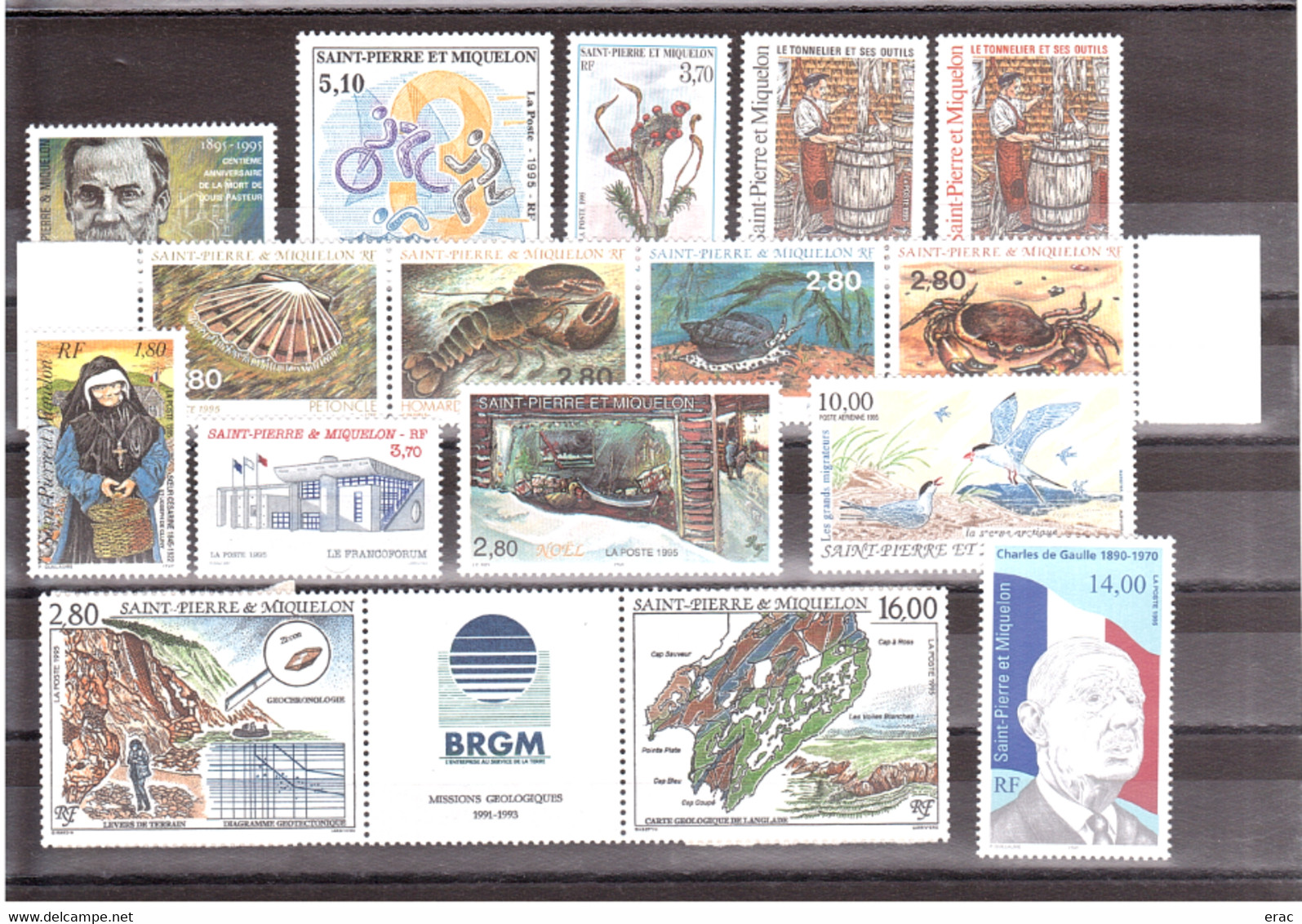 SPM - 1995 - Année Complète - Timbres N° 609 à 623 + PA 74 - Neufs ** - Années Complètes