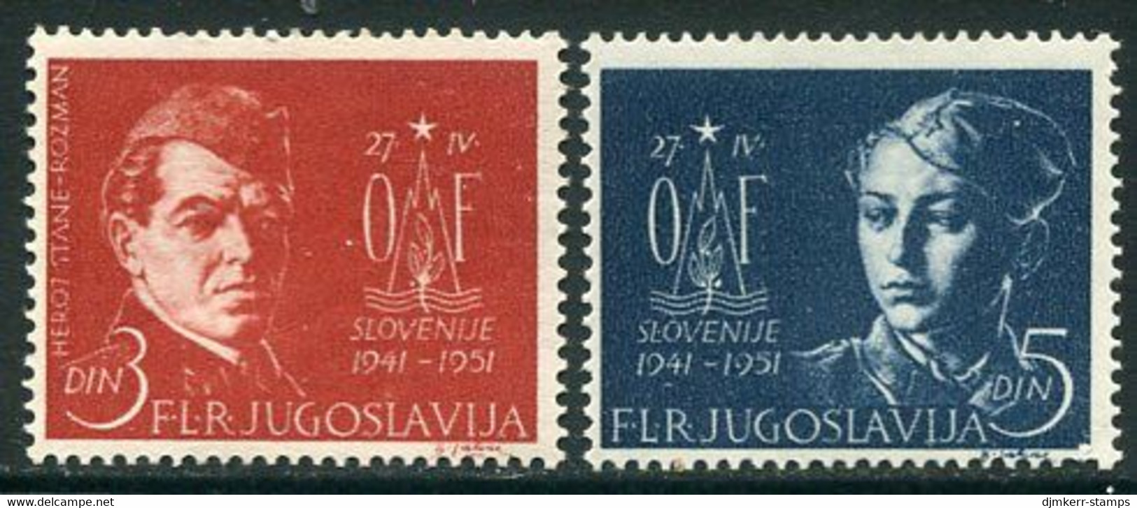 YUGOSLAVIA 1951 Resistance In Slovenia  MNH / **.  Michel 641-42 - Neufs