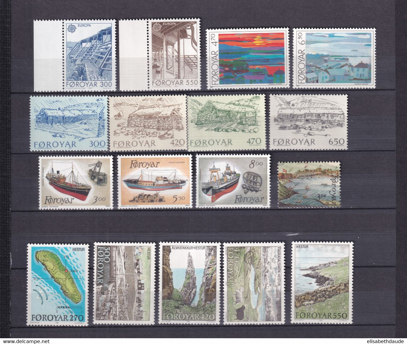 FEROE - ANNEE COMPLETE 1987 - YVERT N° 139/155 ** MNH - COTE = 60 EUR. - - Färöer Inseln