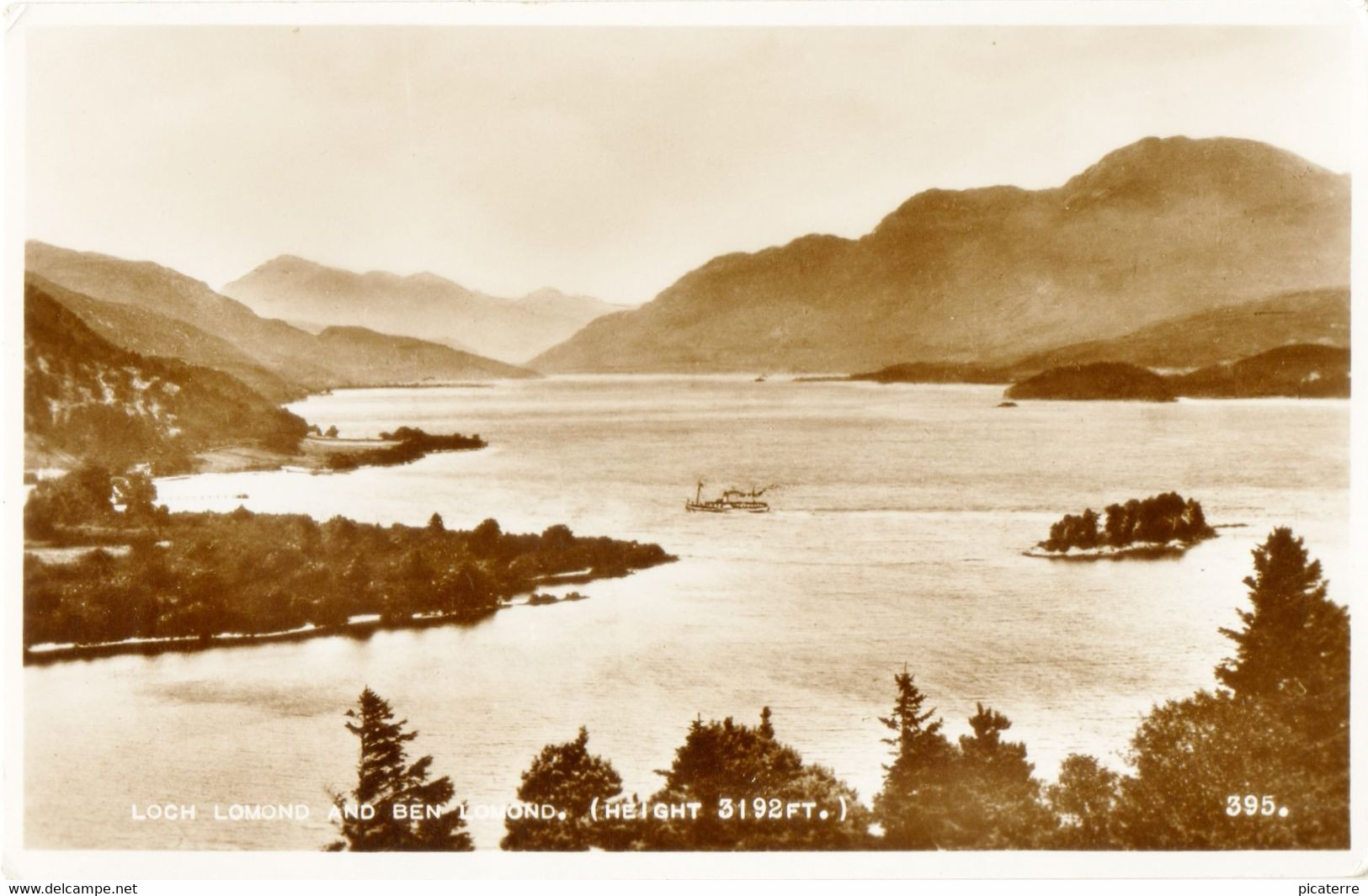 Paddle Steamer On Loch Lomond & Ben Lomond (3192ft)-Valentines Postcard 395-,Real Photograph - Dunbartonshire