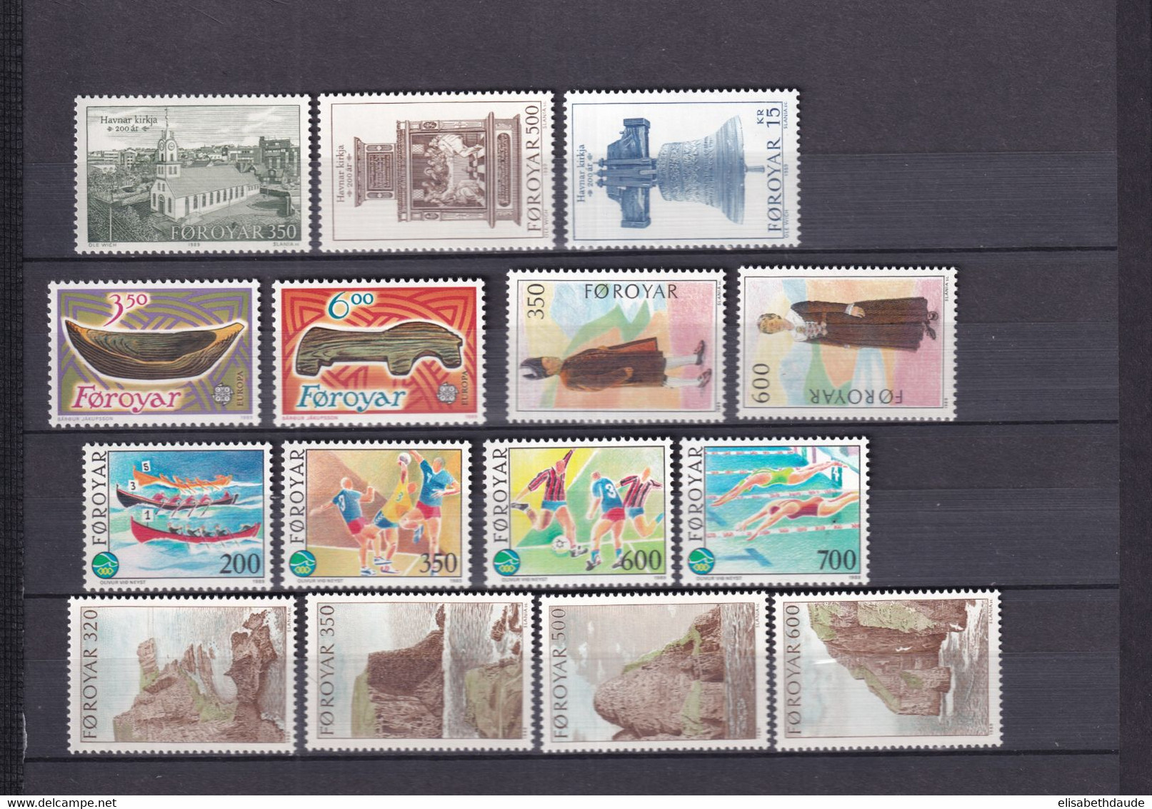 FEROE - ANNEE COMPLETE 1989 - YVERT N° 173/187 ** MNH - COTE = 45.5 EUR. - - Faroe Islands