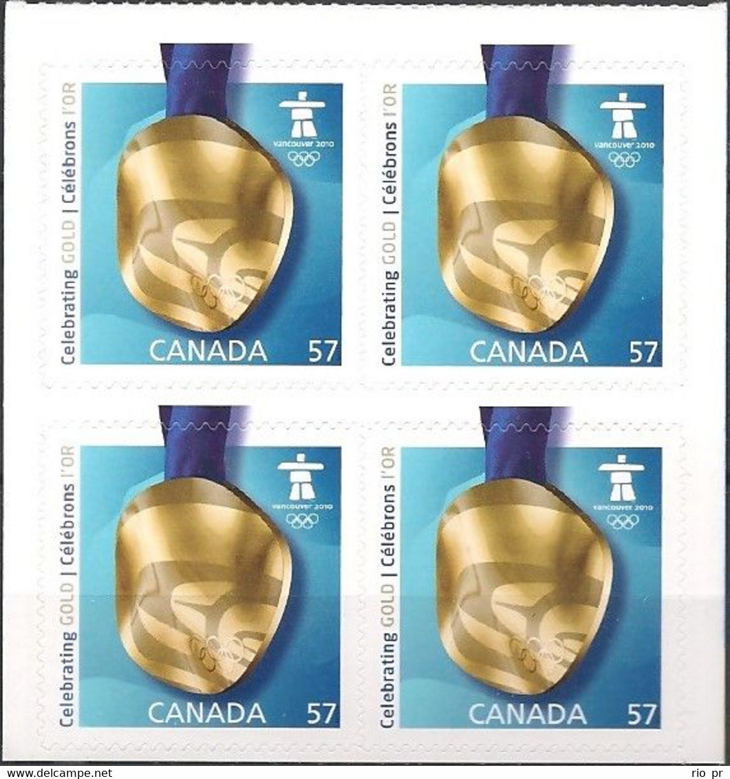 CANADA - BLOCK OF FOUR GOLD MEDAL VANCOUVER'2010 WINTER OLYMPIC AND PARALYMPIC GAMES 2010 - MNH - Winter 2010: Vancouver