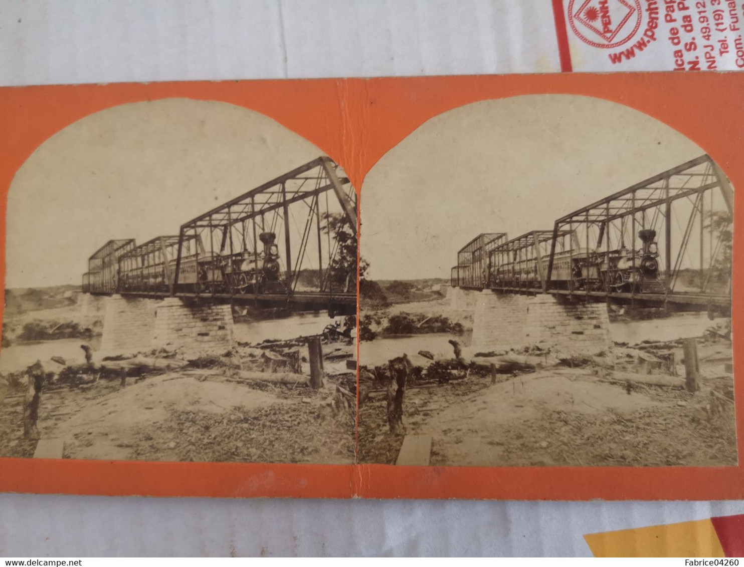 Train Traversant Une Riviere  USA- Trés Rare - Photos Stéréoscopiques