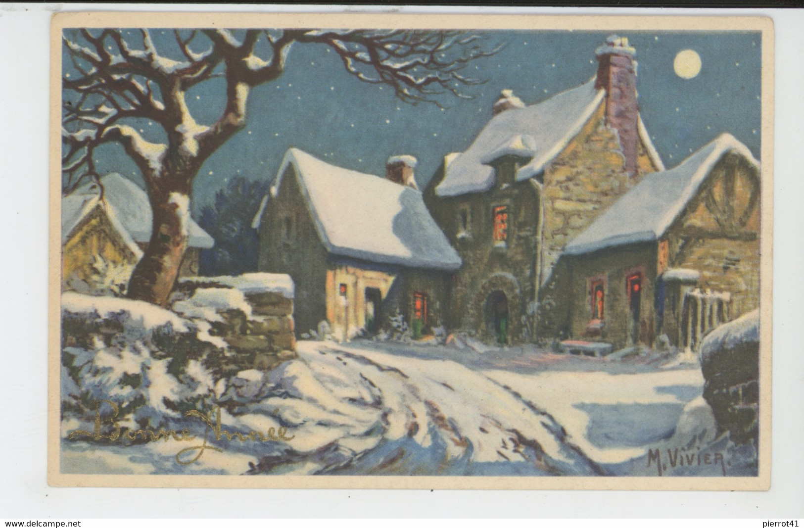 PAYSAGES - Jolie Carte Fantaisie Village Sous La Neige De "Bonne Année" Signée VIVIER - Neujahr