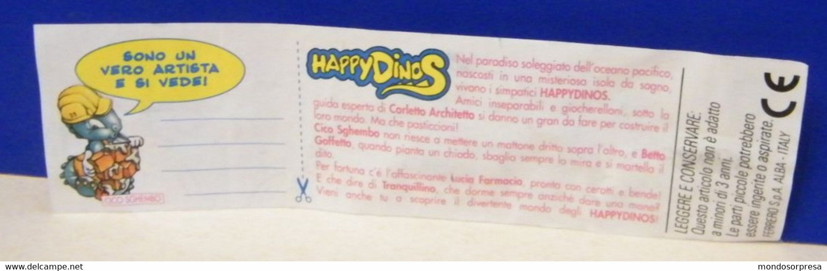 (AB86) CARTINA  KINDER FERRERO ITALIA - HAPPY DINOS - CICO SGHEMBO - Istruzioni