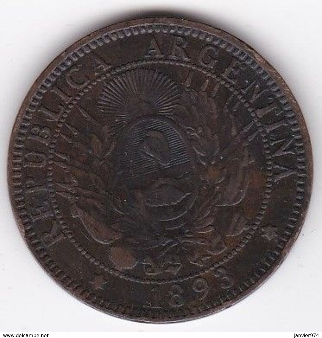 Argentine 2 Centavos 1893 , En Bronze, KM# 33 - Argentinië