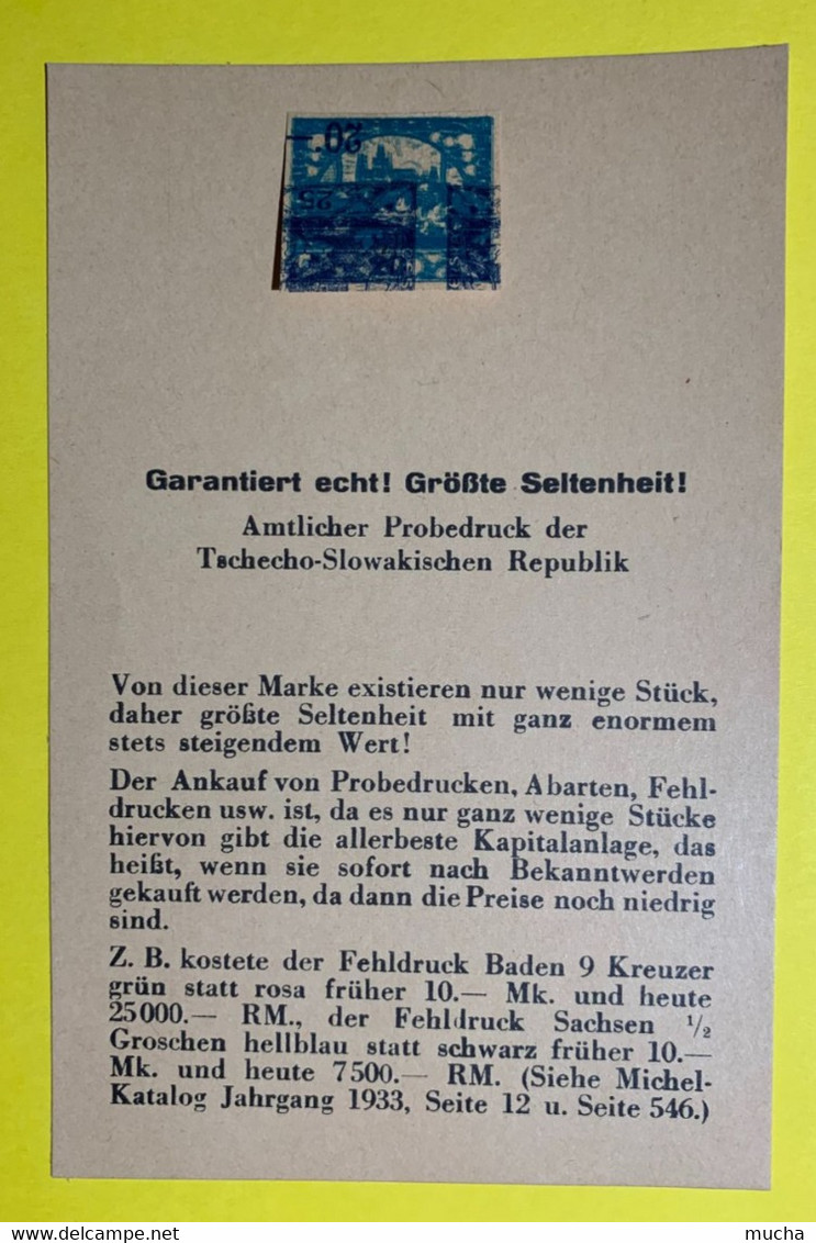 15872 - Château De Prague Essai  Amtiicher Probedruck - Essais & Réimpressions