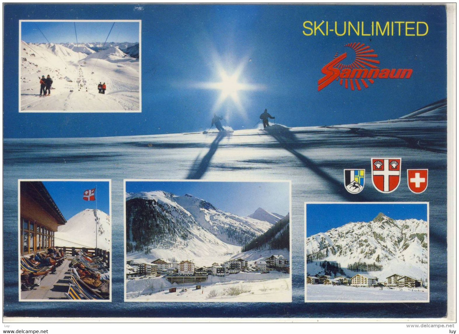 SAMNAUN - Ski Unlimited, Mehrbildkarte, Sondermarke, Nice Stamp - Samnaun