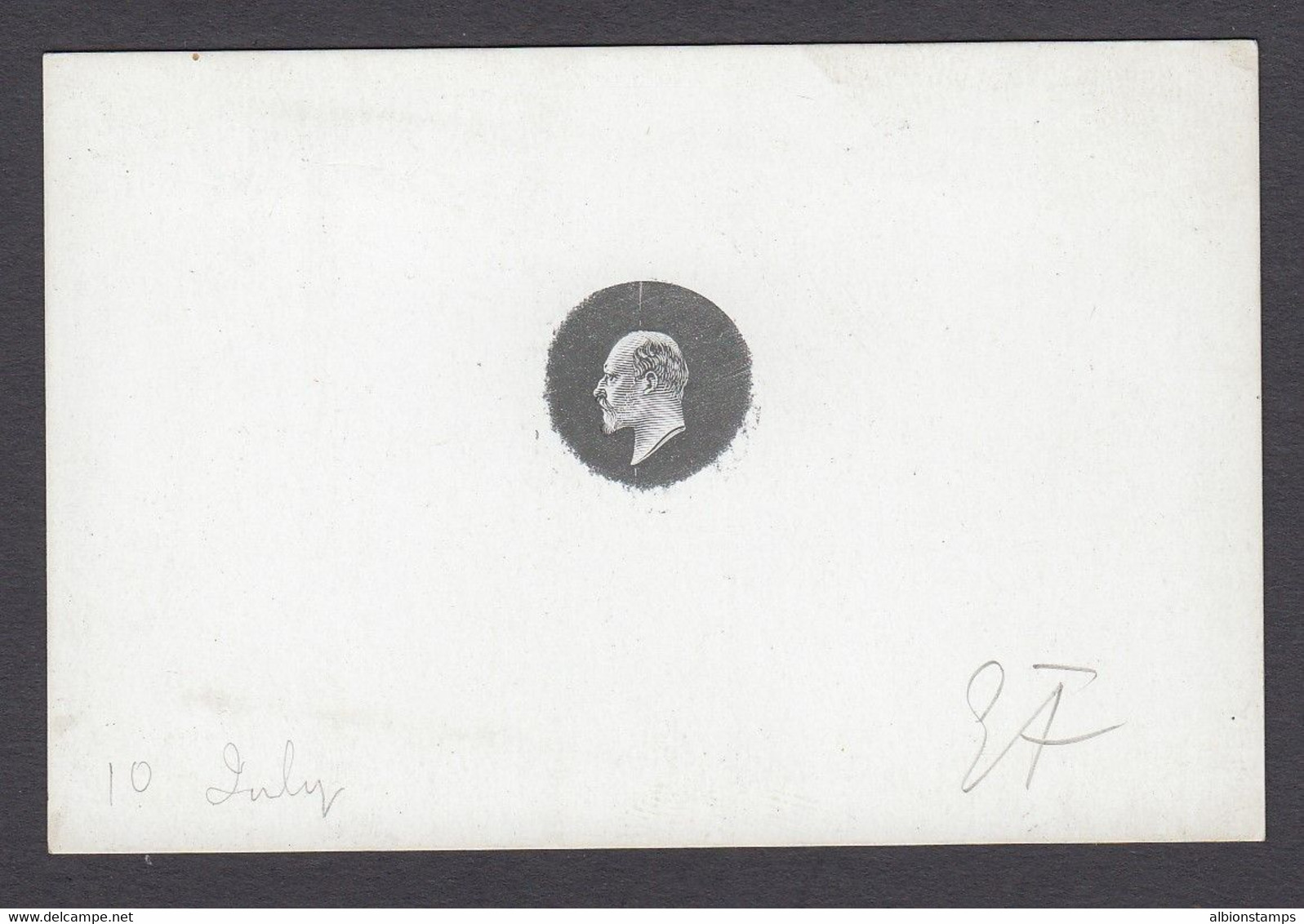 Great Britain, 1901 King Edward VII Approved Small Head Die Proof Of Vignette - Unused Stamps