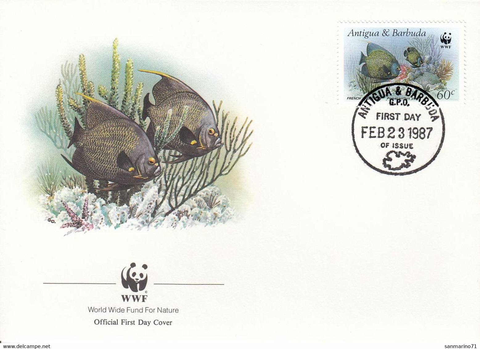 FDC ANTIGUA & BARBUDA 1012,fishes,WWF 4 - Antigua Und Barbuda (1981-...)