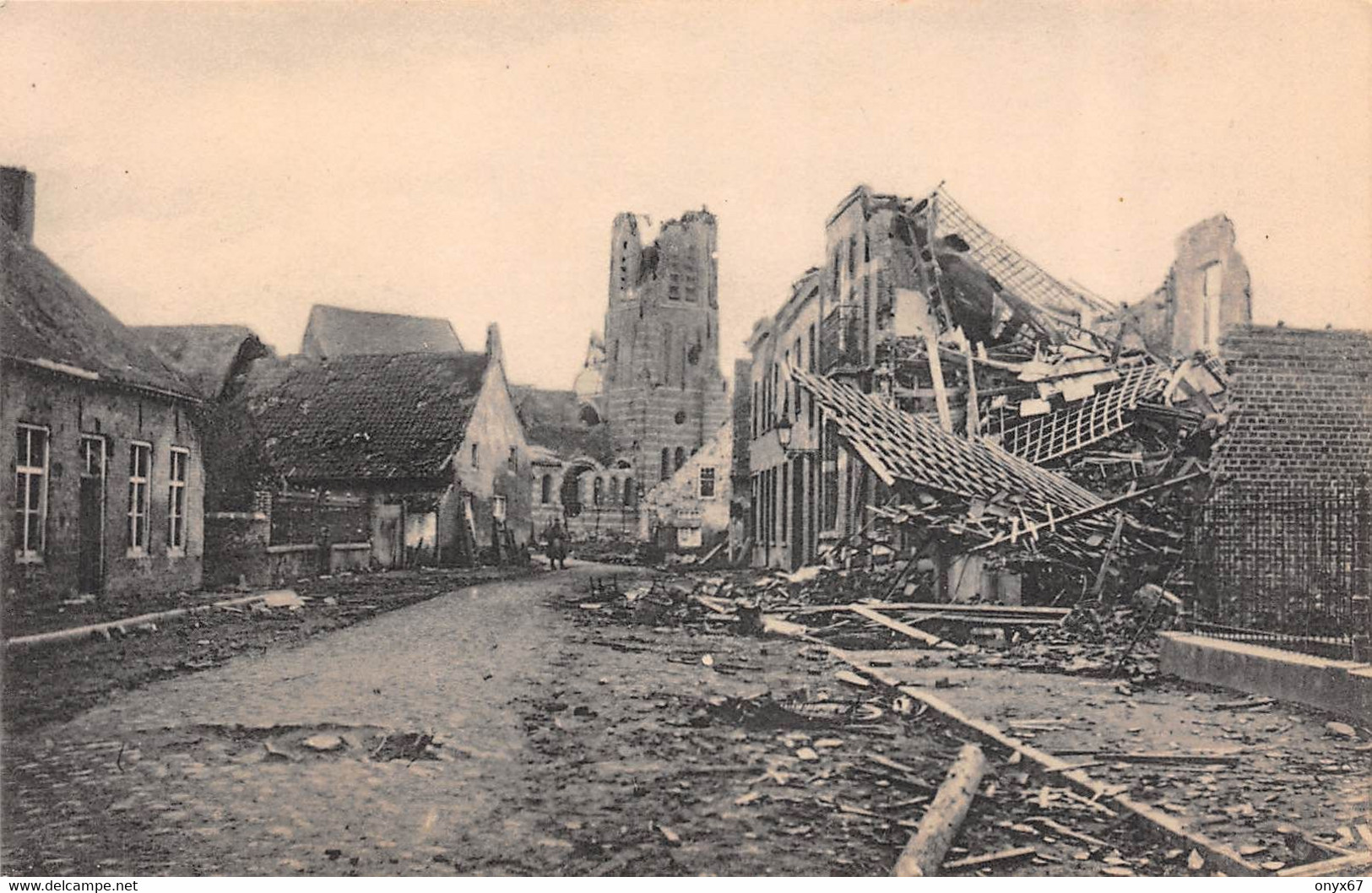 Carte Photo Militaire Allemand PASSCHENDAELE-ZONNEBEKE-Ypres-Belgique-Belgie-Kirche-Eglise-Guerre 14/18-Flandern - Zonnebeke