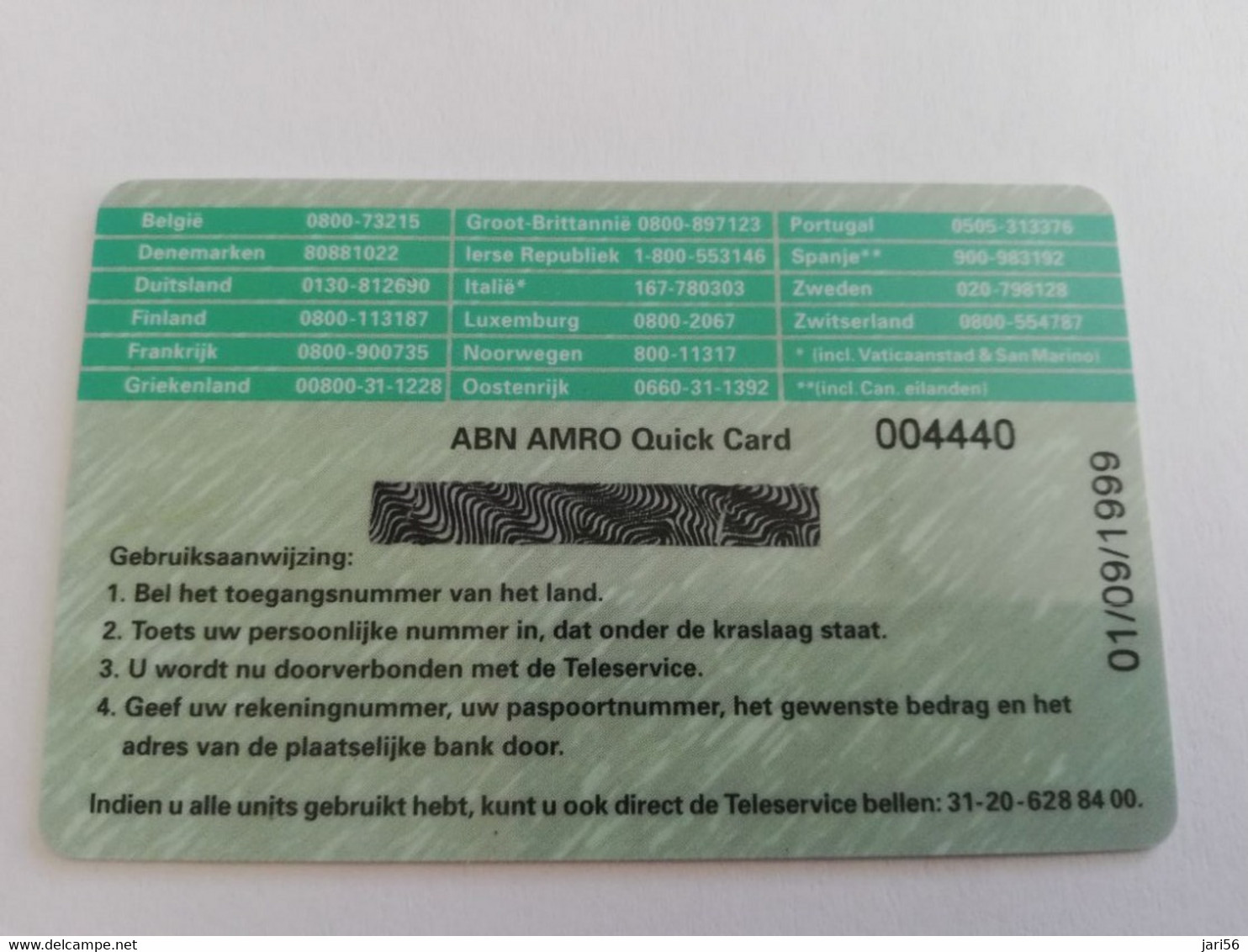 NETHERLANDS  PREPAID   ABN/AMRO TELESERVICE QUICK CARD  MINT CARD    ** 6372** - Sin Clasificación