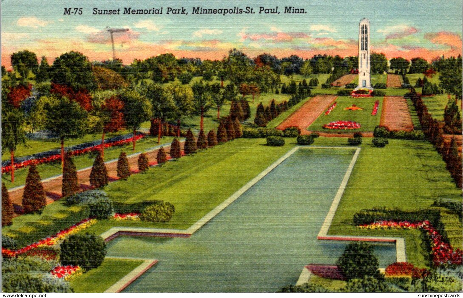 Minnesota Minneapolis Sunset Memorial Park 1950 Curteich - Minneapolis