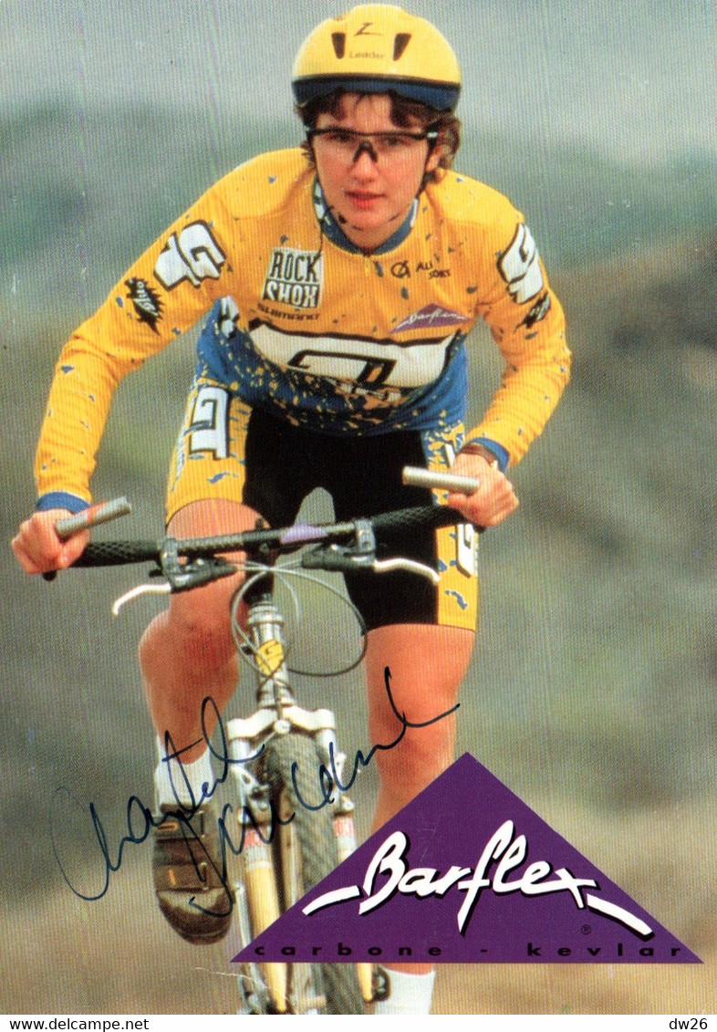 Cyclisme - Chantal Daucourt, Championne Cycliste Suisse De VTT - Carte Dédicacée, Avec Publicité Barflex - Ciclismo