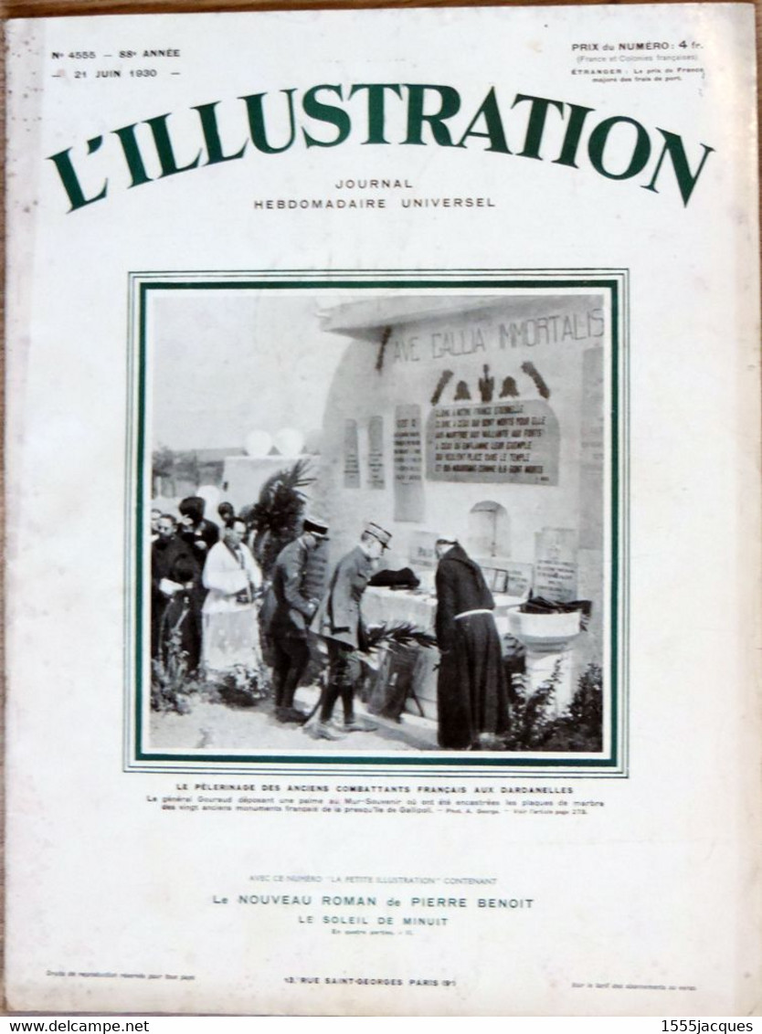 L'ILLUSTRATION N° 4555 21-06-1930 : DARDANELLES GUITRY ESCADRE TAFILALET POTEZ TONKIN DELACROIX JERSEY ZEPPELIN - L'Illustration