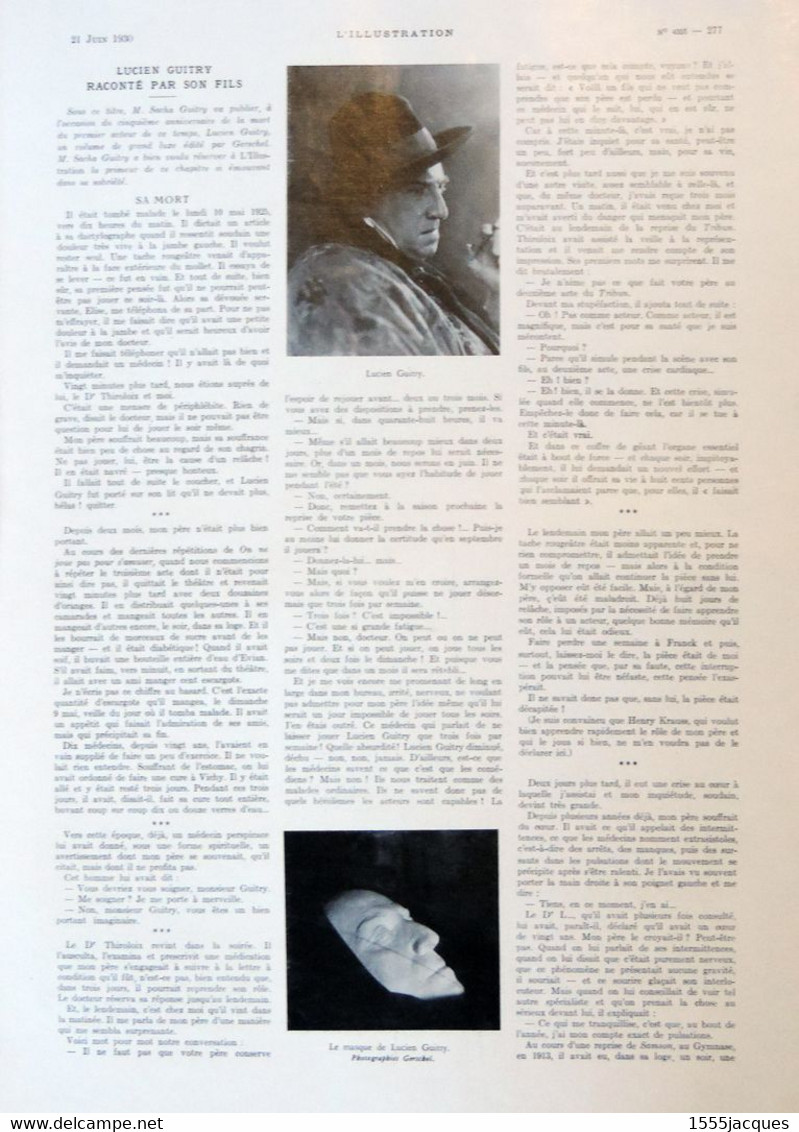 L'ILLUSTRATION N° 4555 21-06-1930 : DARDANELLES GUITRY ESCADRE TAFILALET POTEZ TONKIN DELACROIX JERSEY ZEPPELIN