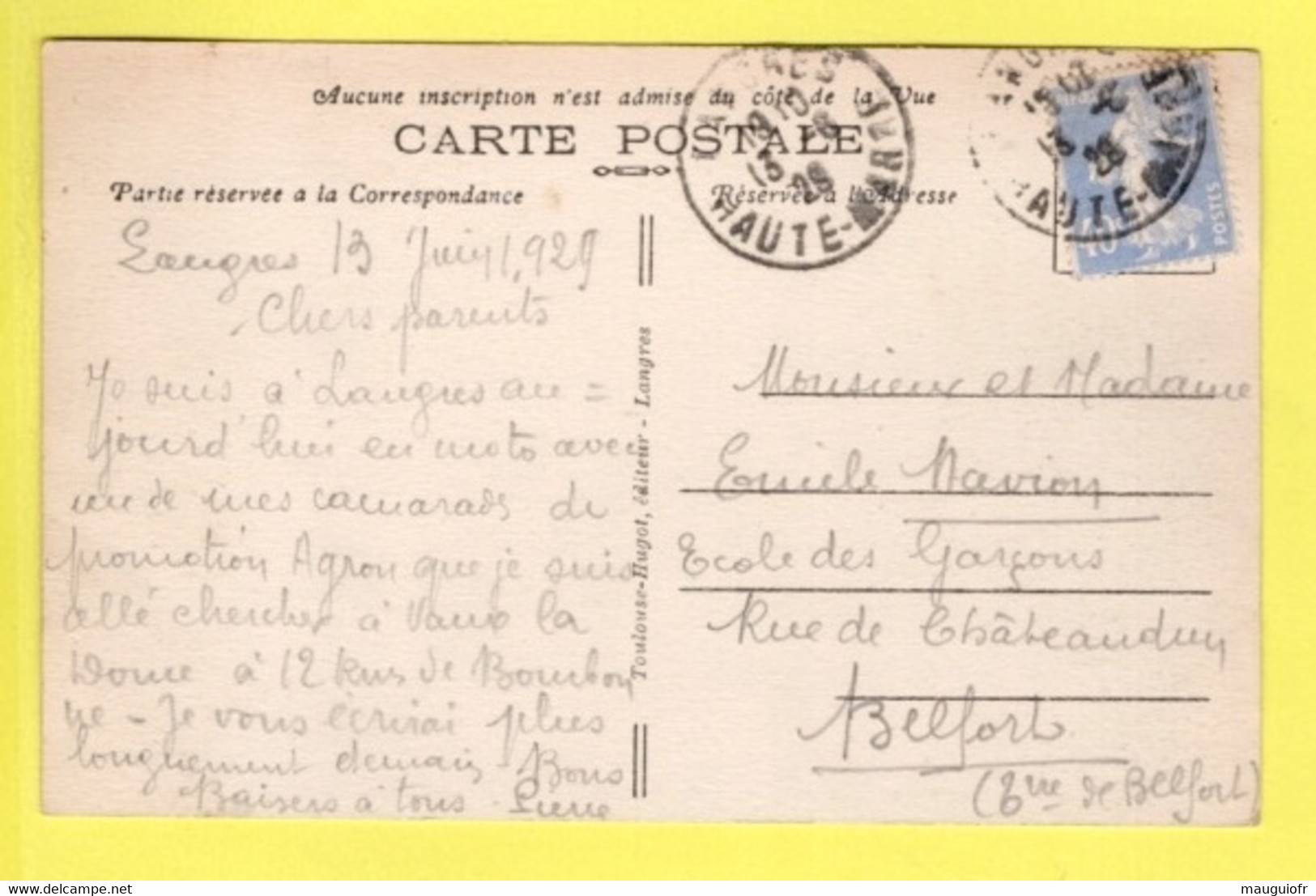 52 HAUTE MARNE / AUBERIVE / VALLÉE DE L'AUBE / 1929 - Auberive