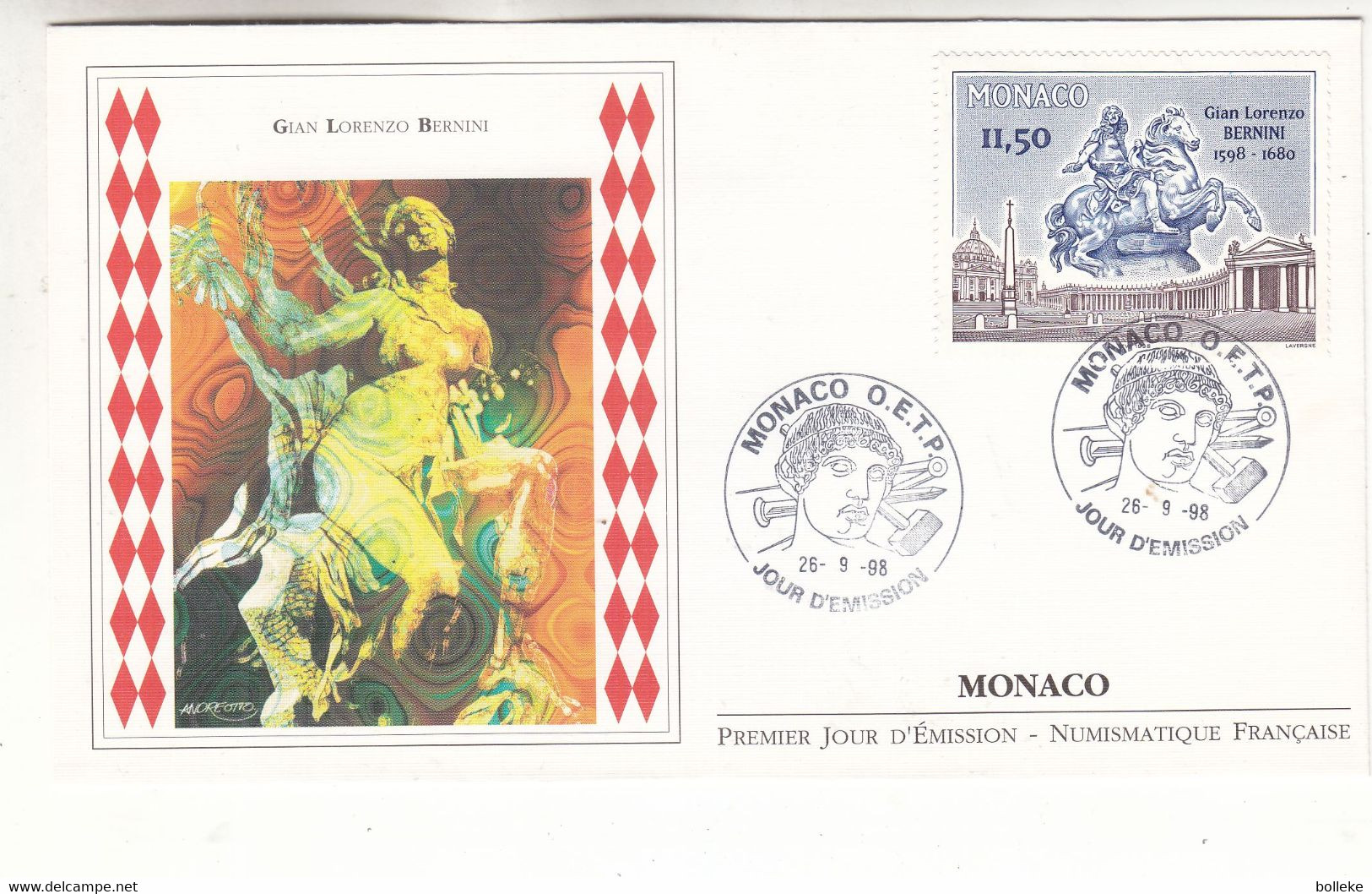 Monaco - Lettre FDC De 1998 - Oblit Monaco - Sculpteur - Peintre - Bernini - - Lettres & Documents