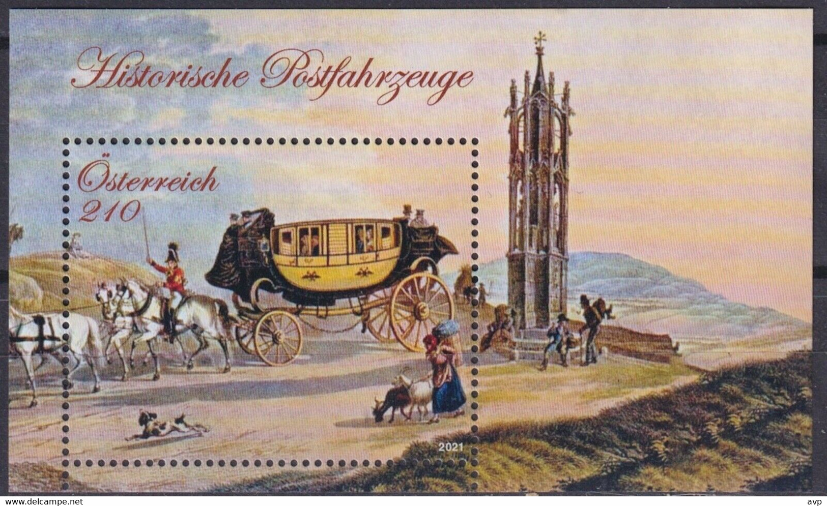 Austria 2021 Transport, Carriages, Art, Postal Vehicles, Express Mail MNH** - Blocks & Sheetlets & Panes