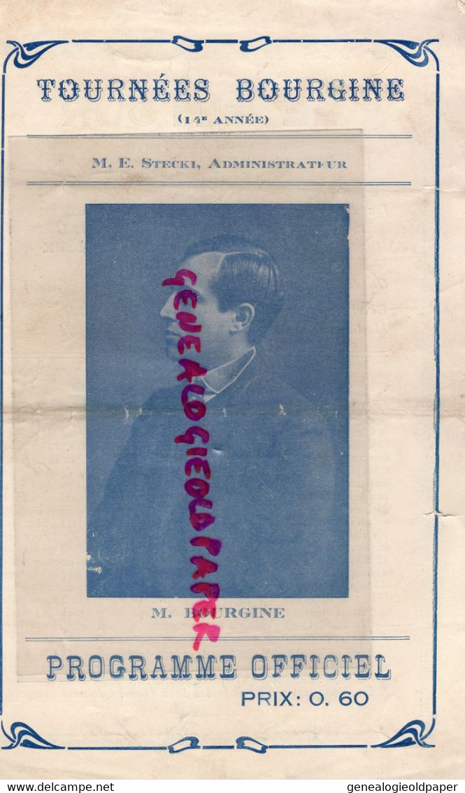 87-LIMOGES- RARE  PROGRAMME TOURNEES BOURGINE-STECKI ADMINISTRATEUR-ANNETTE PAVY THEATRE GYMNASE MARSEILLE - Programas