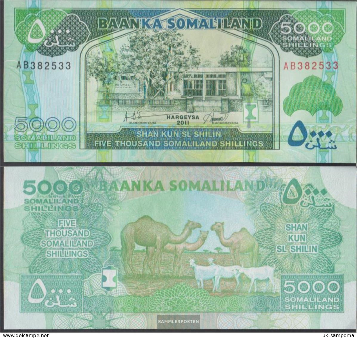 Somaliland Pick-number: 21a Uncirculated 2011 5.000 Shillings - Somalia