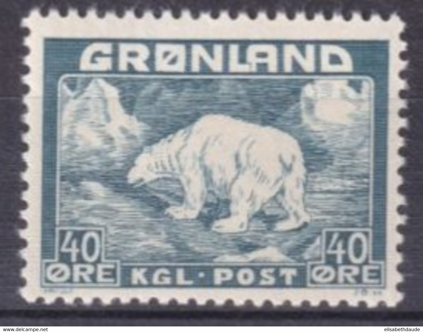 GROENLAND - 1938 - YVERT N°8 ** MNH - COTE = 56 EUR - OURS POLAIRE - Ongebruikt