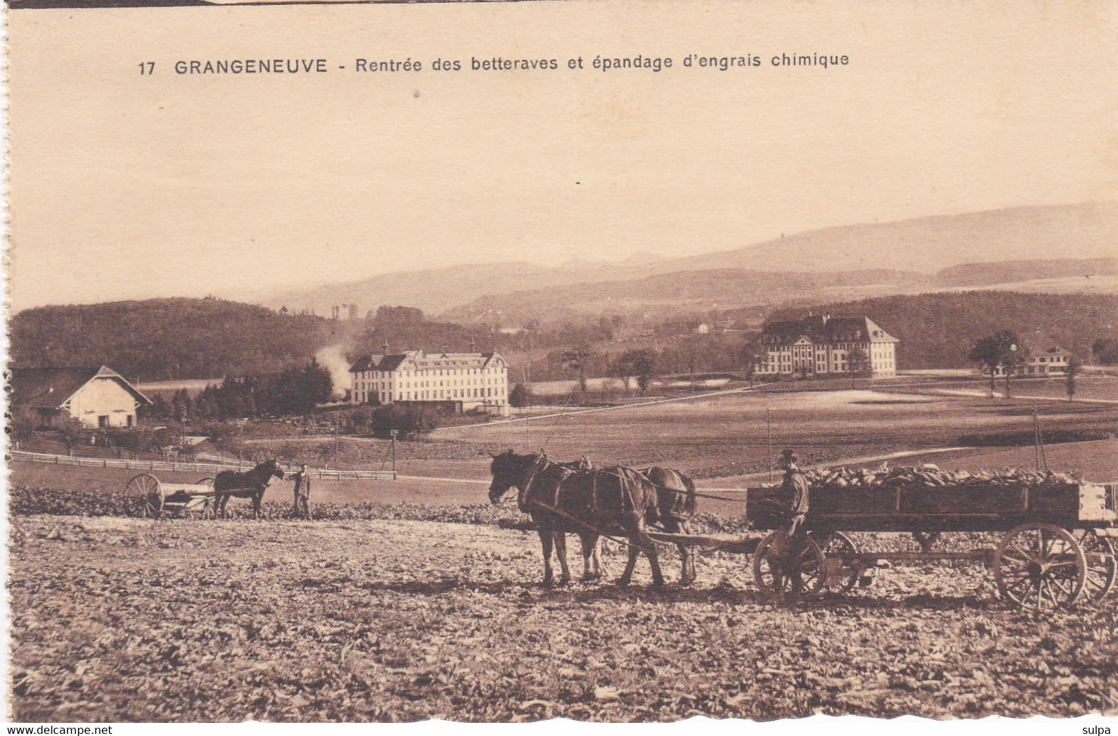 Posieux, Grangeneuve. Ecole D'agriculture. Rentrée Des Betteraves Et épandage D'engrais Chimiques - Posieux