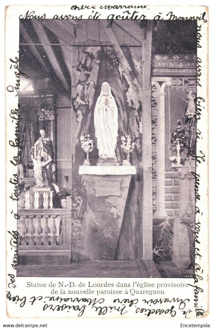 CPA  Carte Postale Belgique  Quaregnon- Statue De Notre Dame De Lourdes Dans L'église Provisoire-1902 VM41216 - Quaregnon