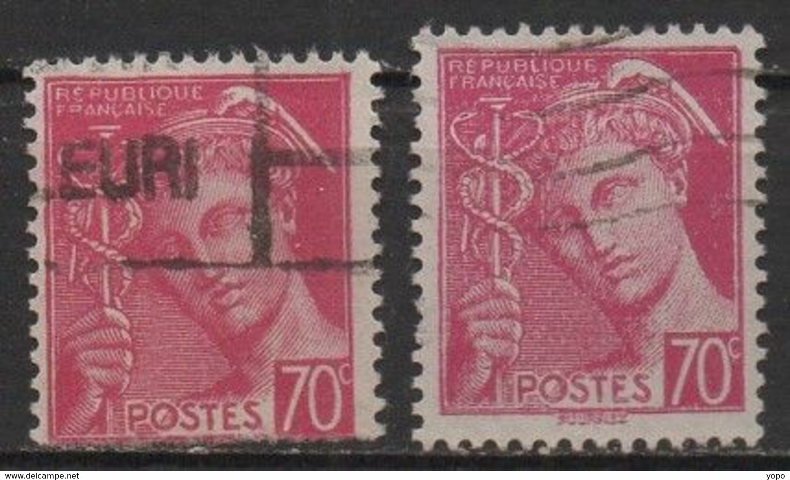 2 Timbres N° 416,Type MERCURE , 2 Tailles Differentes - Gebraucht