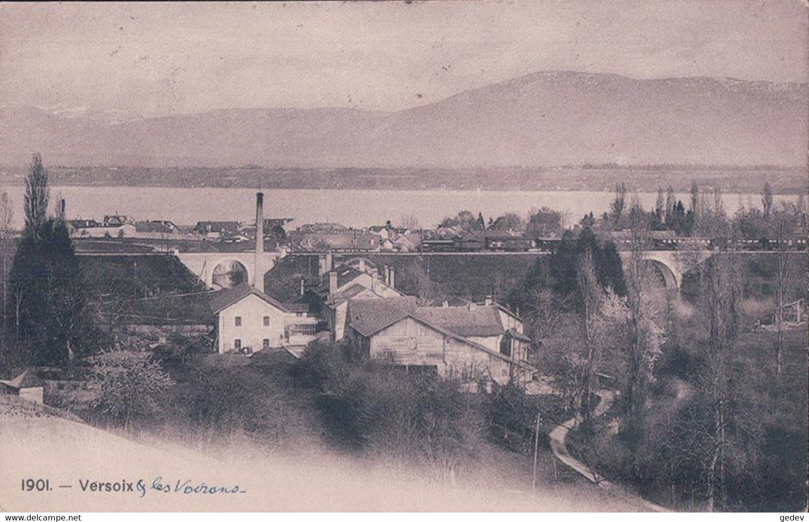 Genève Versoix, Usine, Chemin De Fer Et Train (1901) - Versoix