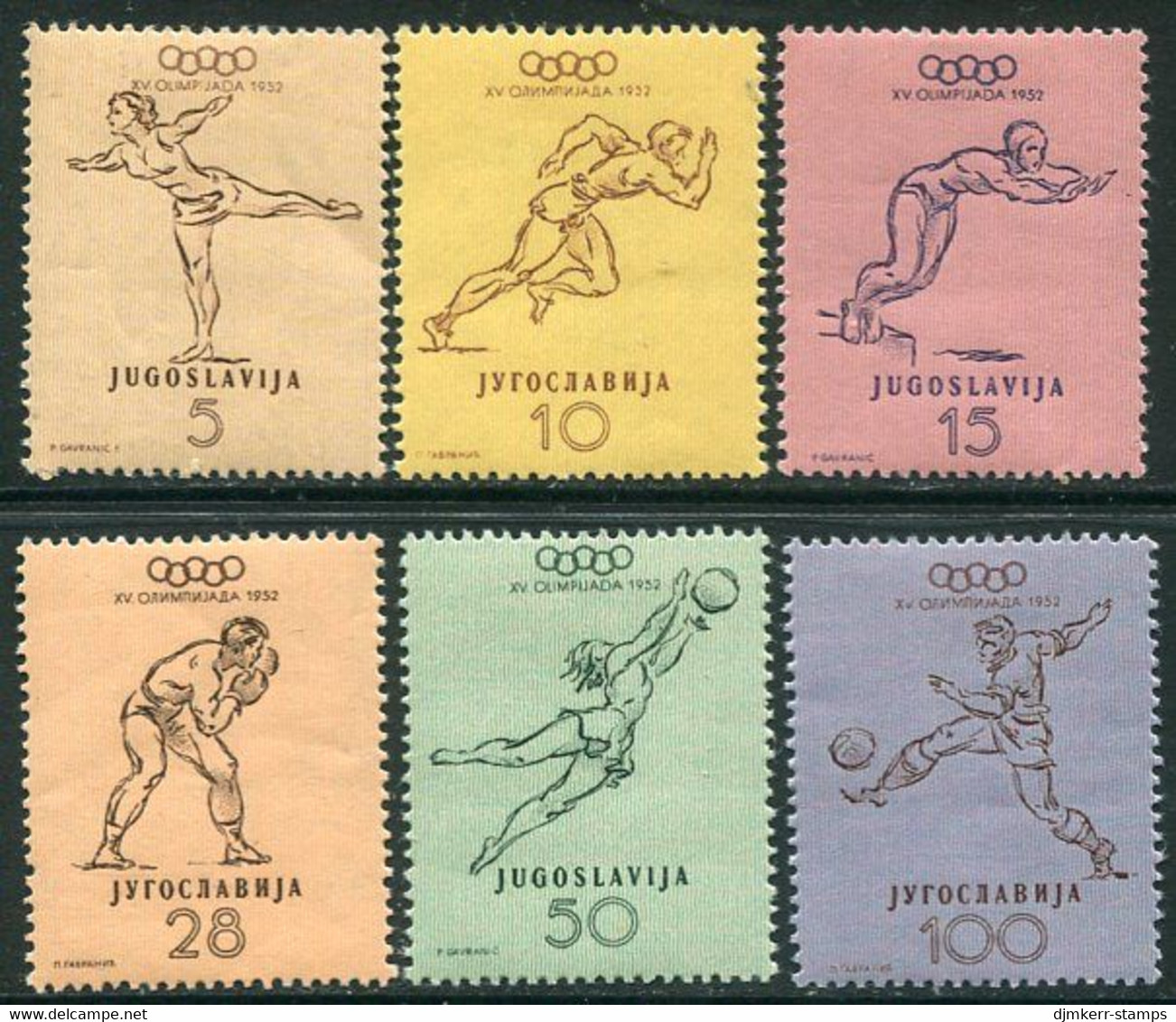 YUGOSLAVIA 1952 Olympic Games  MNH / **.  Michel 698-703 - Unused Stamps