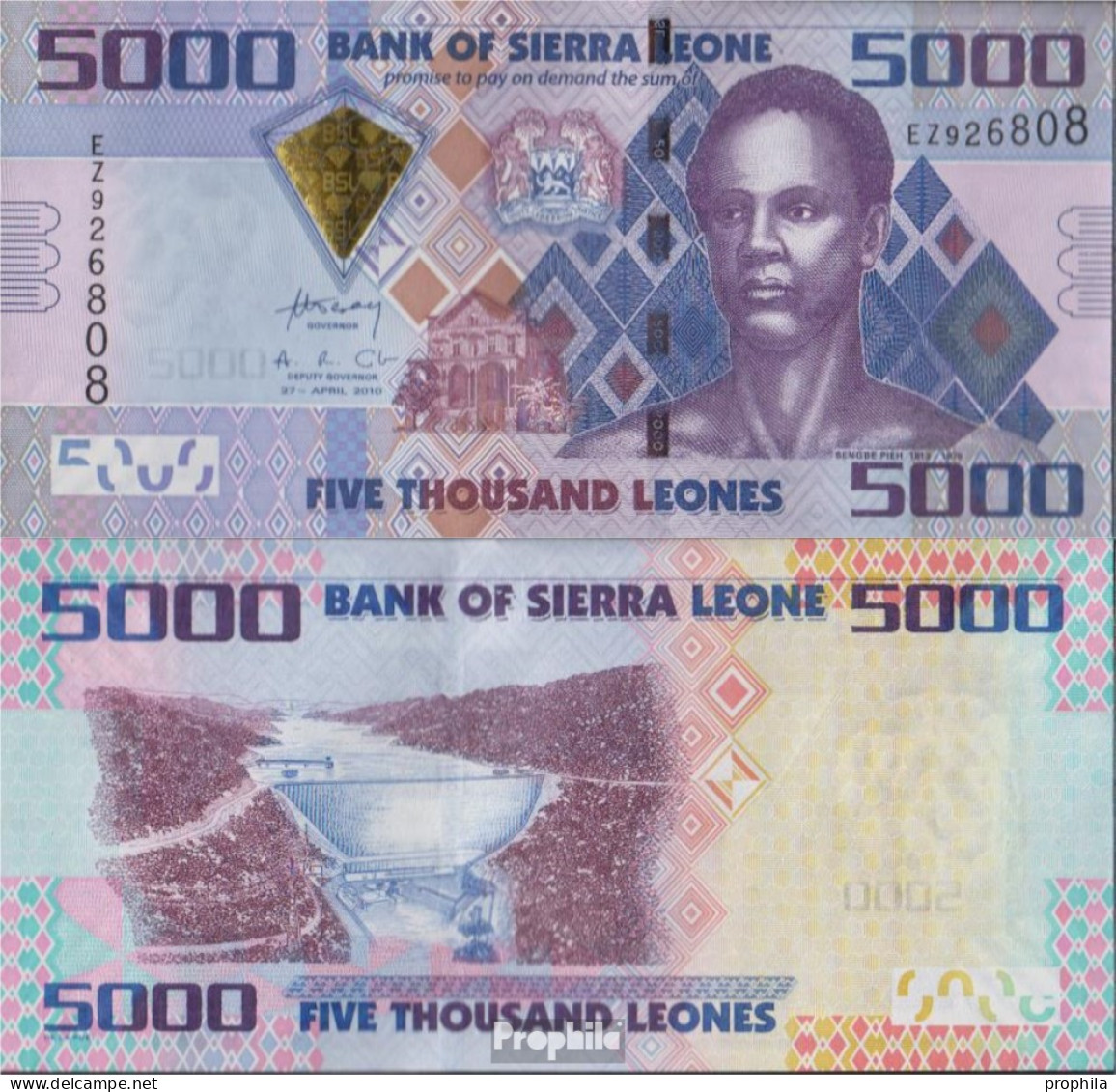 Sierra Leone Pick-Nr: 32a Bankfrisch 2010 5.000 Leones - Sierra Leone