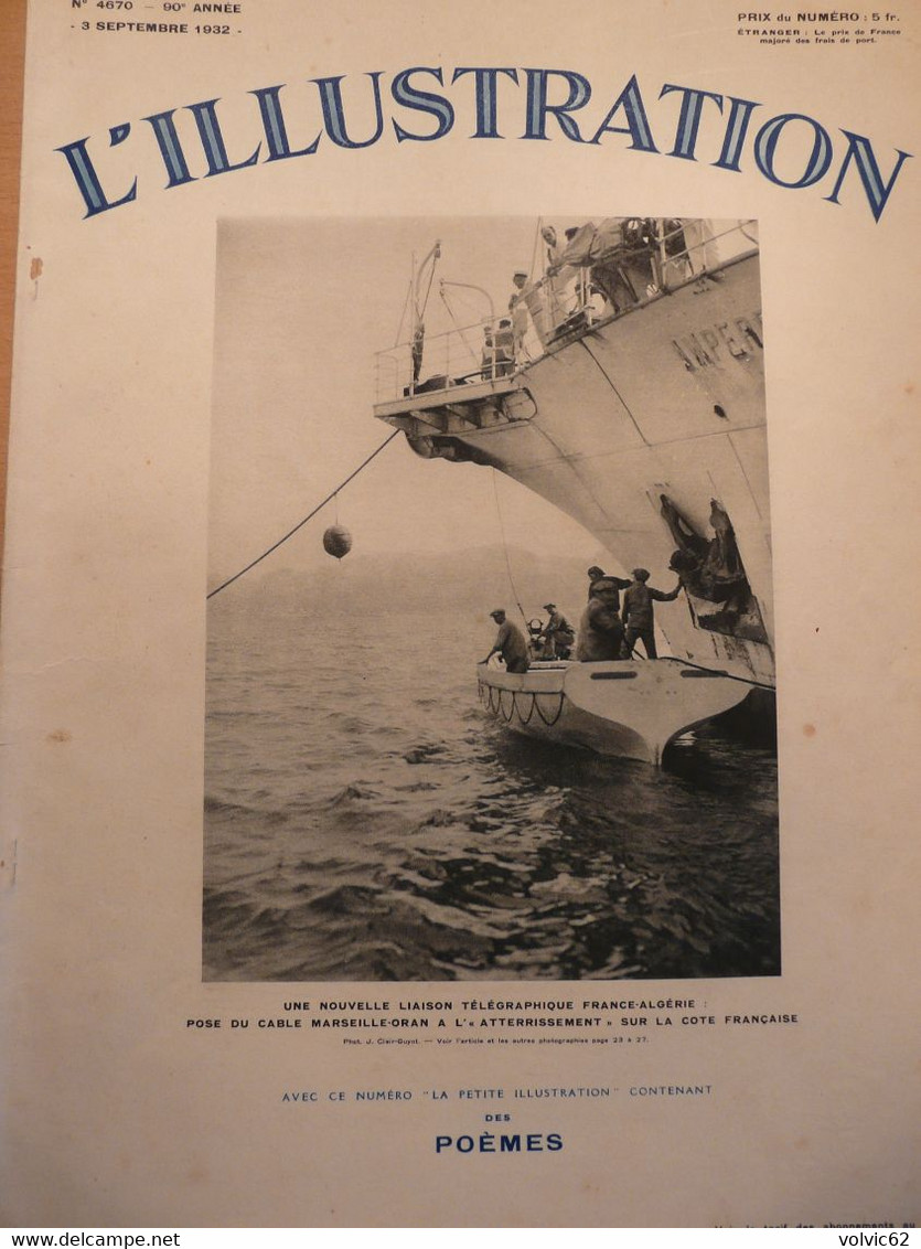 Illustration 4670 1932 Jersey Séville Milan Bourdelle Conquet Salève Fer à Cheval Sixt Aviation Navire Cablier Ampere - L'Illustration
