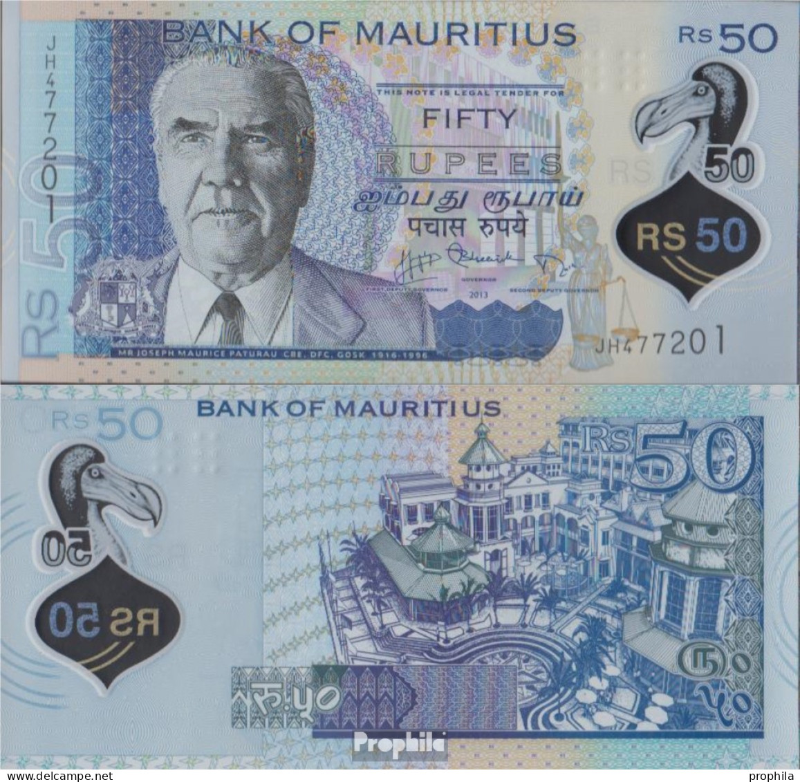 Mauritius Pick-Nr: 65 Bankfrisch 2013 50 Rupees - Mauritius