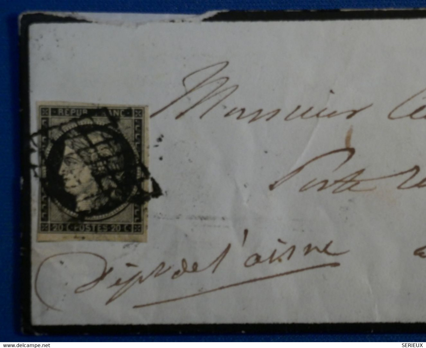 R3 FRANCE BELLE LETTRE RARE 1850 MARLY LE ROI POUR GUISE + N 3 CHAMOIS+ AFFRANCHISSEMENT INTERESSANT - 1849-1850 Cérès