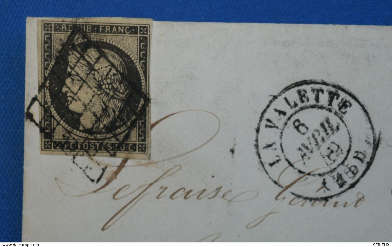 T28 FRANCE BELLE LETTRE RARE 8 AVRIL 1849 LAVALETTE POUR ANGOULEME + N 3 TTB GRILLE+ AFFRANCHISSEMENT PLAISANT - 1849-1850 Cérès