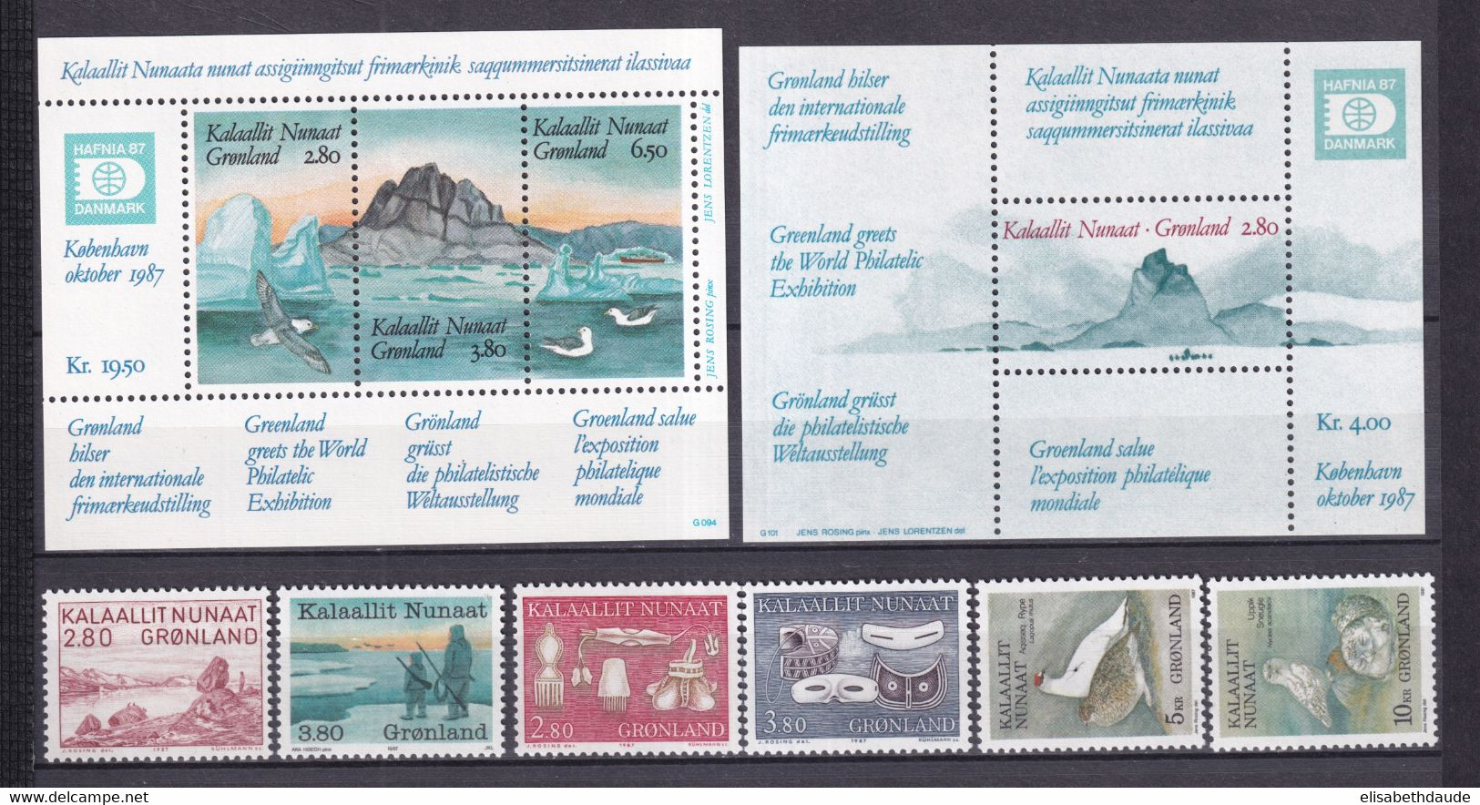 GROENLAND - ANNEE COMPLETE 1987 - YVERT N°157/166 ** MNH - COTE = 35.25 EUR - - Volledige Jaargang