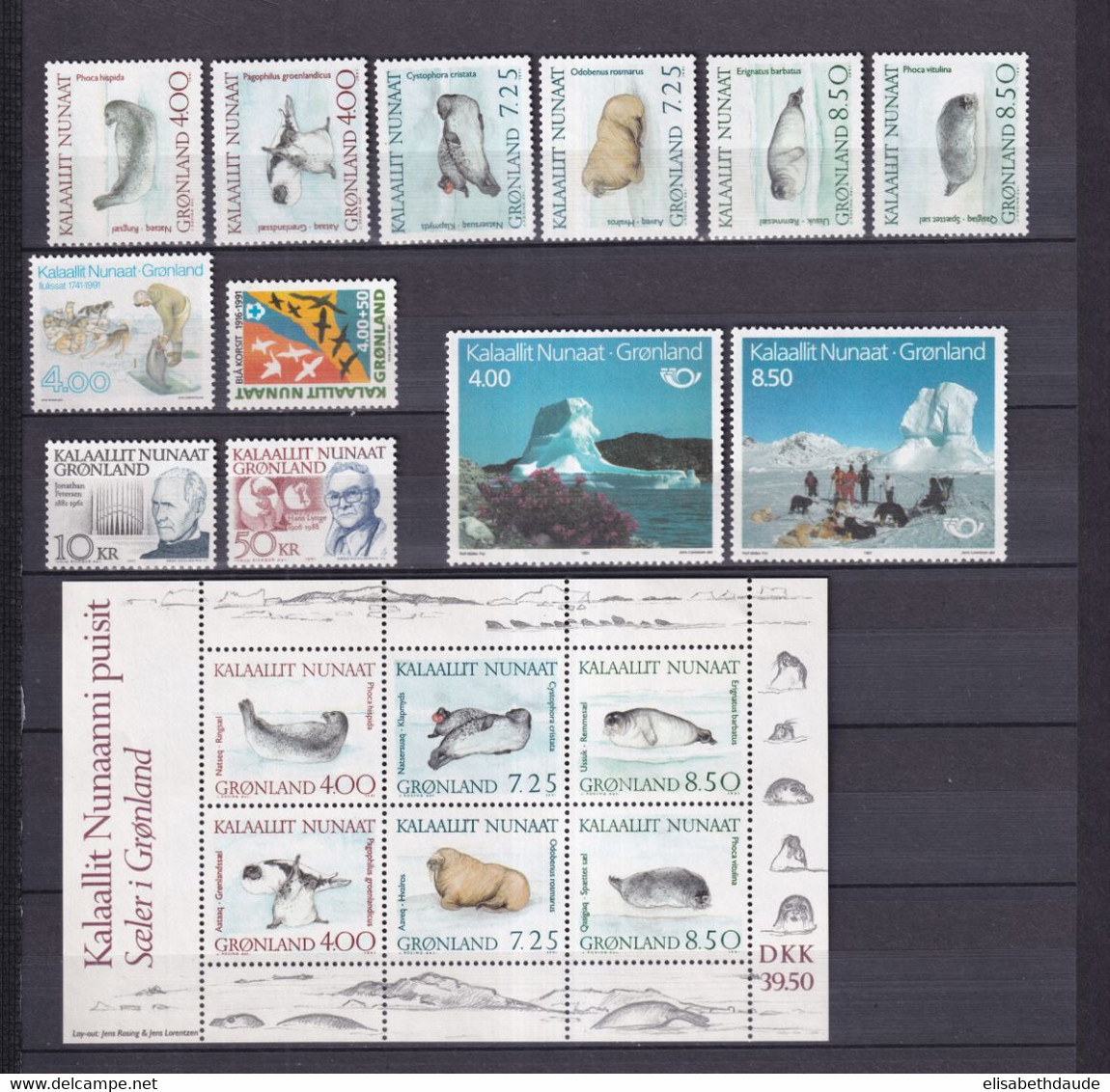 GROENLAND - ANNEE COMPLETE 1991 - YVERT N°199/210 + BF3 ** MNH - COTE = 91.5 EUR - - Annate Complete